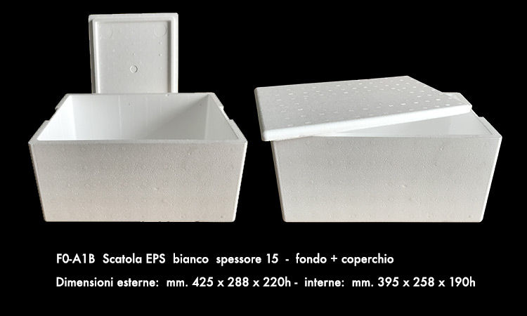 scatola in polistirolo bianco per alimenti modello F0-A1B